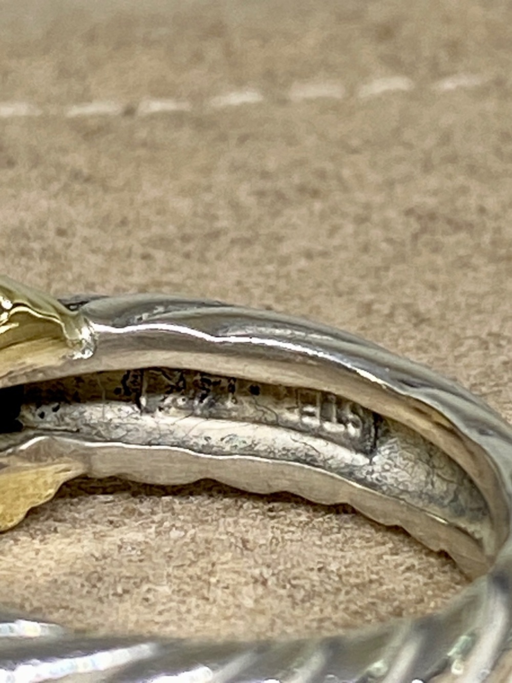David Yurman Sterling Silver 14K Gold Sapphire Ring size 5.34 w/pouch - Picture 5 of 7